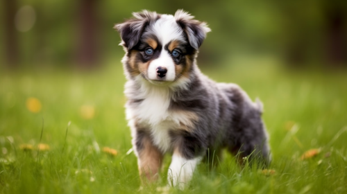 blue eyes Aussiechon puppy